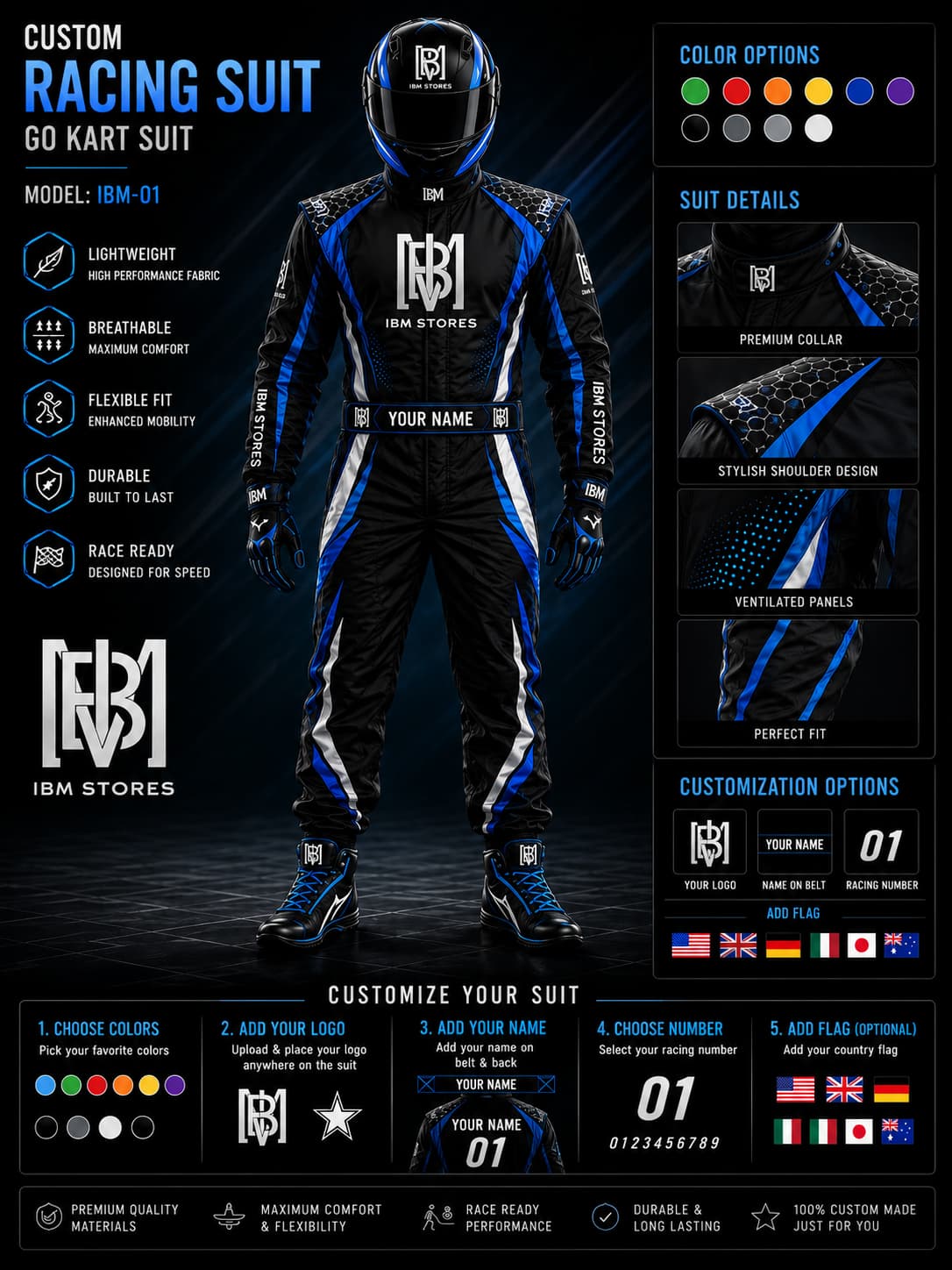 Custom Go Kart Racing Suit – Personalized Karting Suit with Custom Logo | IBM STORES