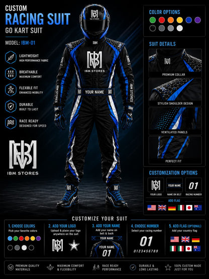Custom Go Kart Racing Suit – Personalized Karting Suit with Custom Logo | IBM STORES