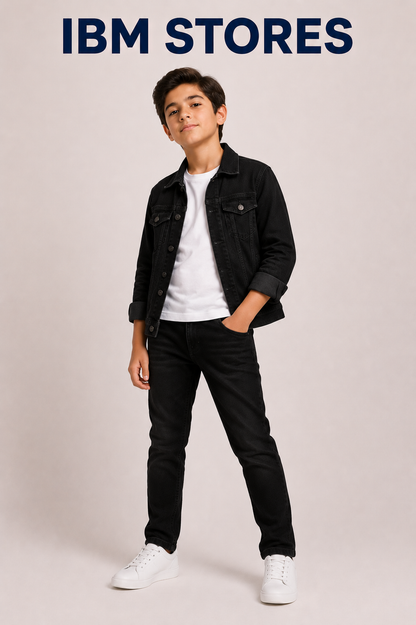 Kids Blue Denim Jacket & Jeans Set – Stylish Boys Casual Denim Outfit | IBM STORES
