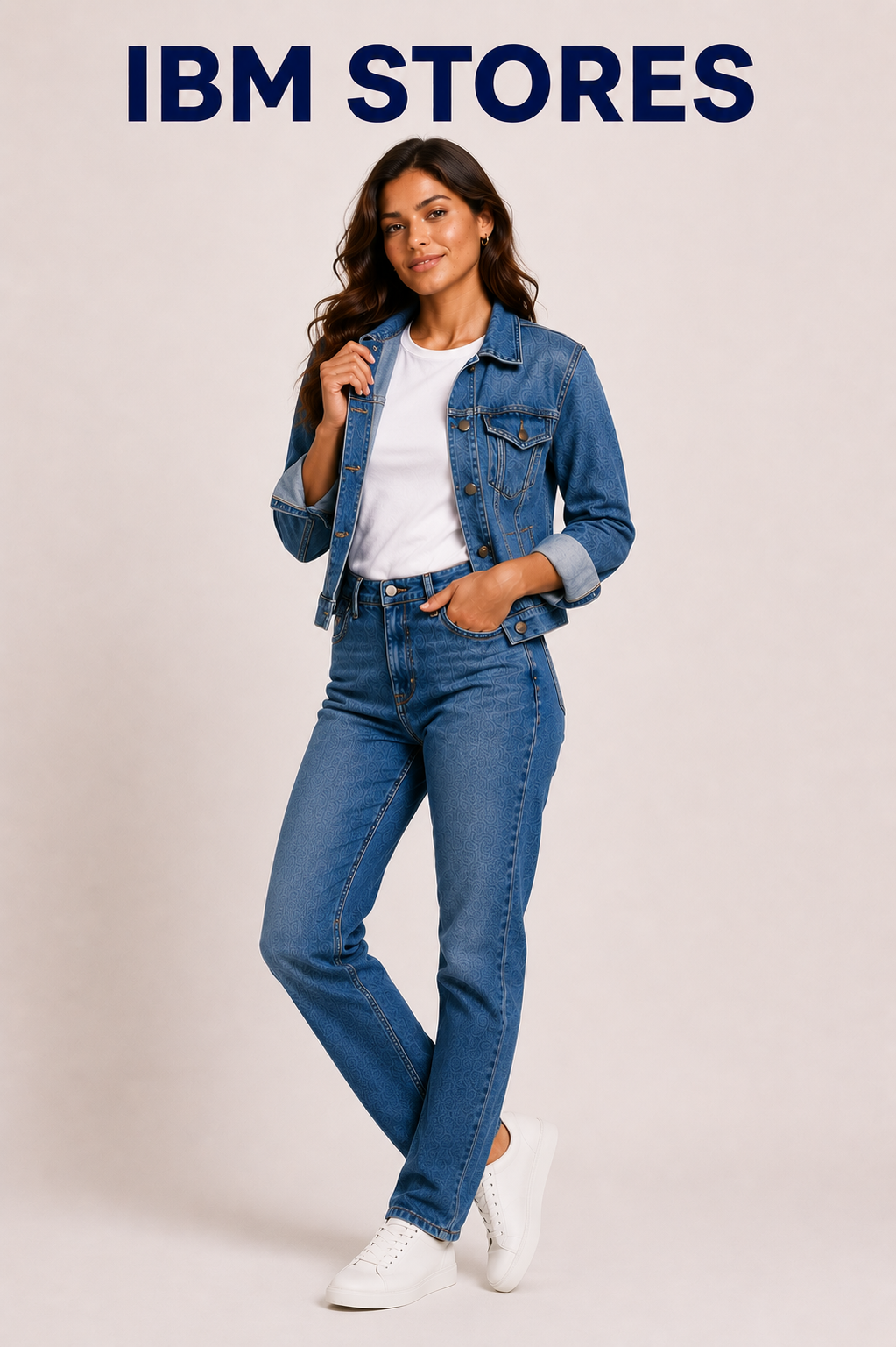 Women’s Blue Denim Jacket & Wide Leg Jeans Set – Casual Streetwear Outfit | IBM STORES