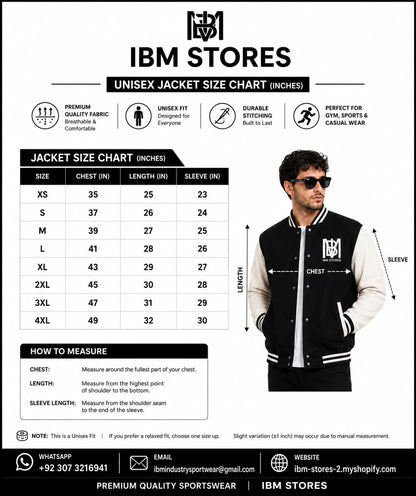 Custom Varsity Jacket for Men – Black & White Letterman Jacket | IBM STORES