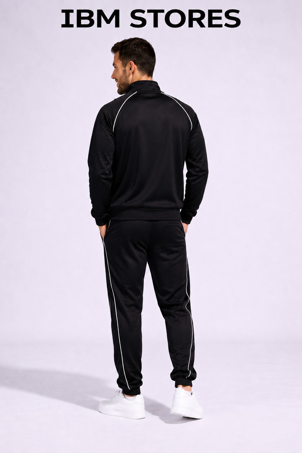 Custom Black Tracksuit for Men – Personalized Sportswear Jogger Set | IBM STORES