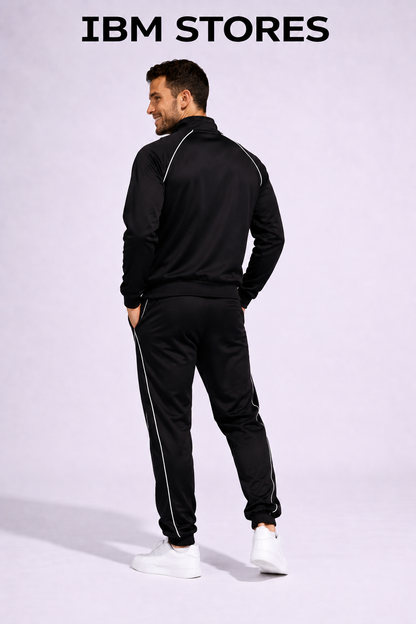 Custom Black Tracksuit for Men – Personalized Sportswear Jogger Set | IBM STORES