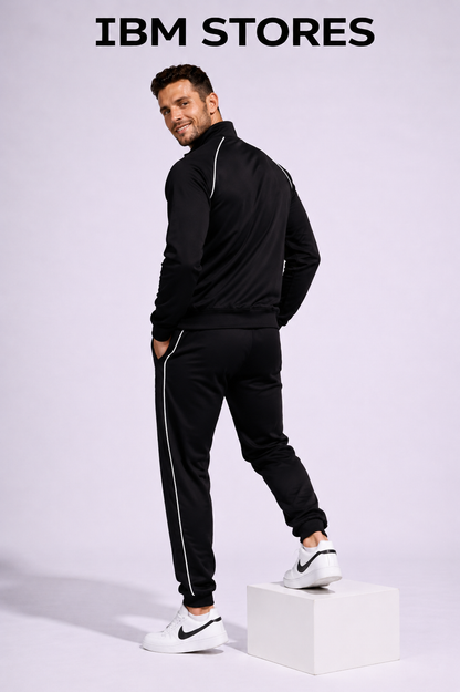 Custom Black Tracksuit for Men – Personalized Sportswear Jogger Set | IBM STORES